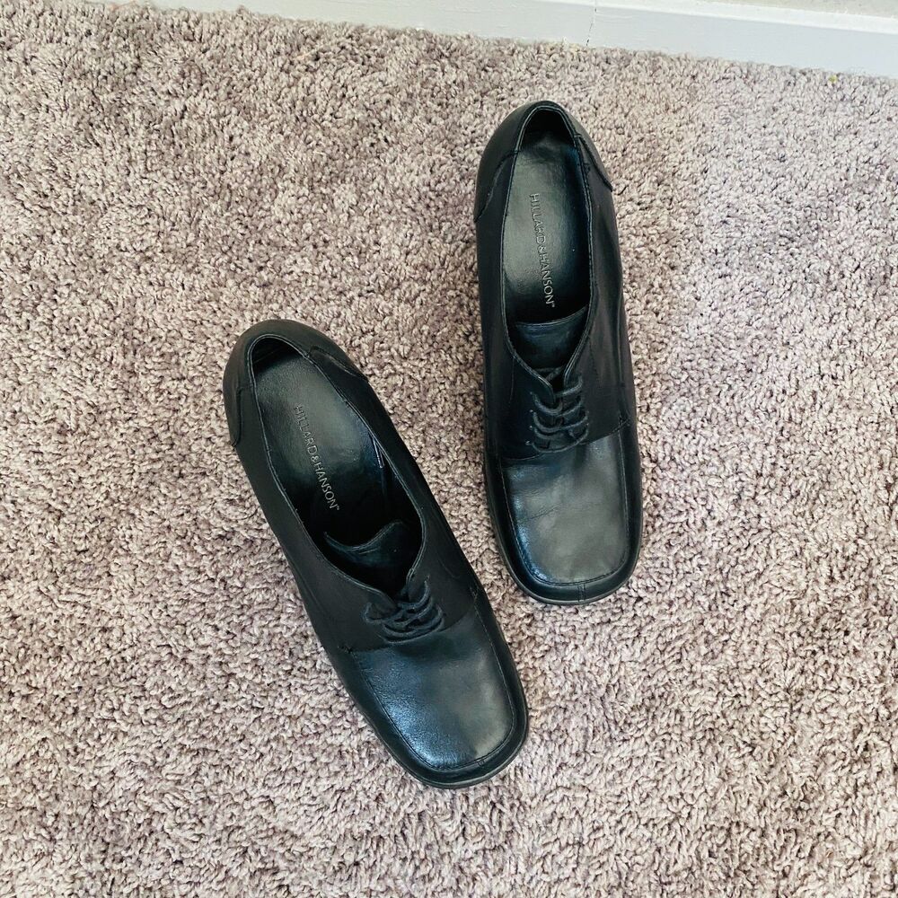 HILLARD & HANSON Black Lace Up Witch Halloween Practical Magic Heel Shoes Size 8